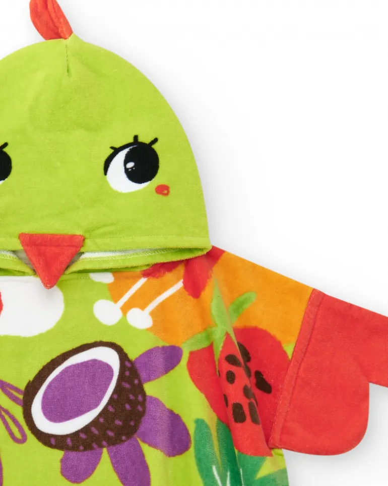 Serviette-poncho pour fille avec imprimé fruité et capuche avec oreilles