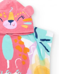 Serviette-poncho pour fille avec imprimé tropical et capuche d’animal