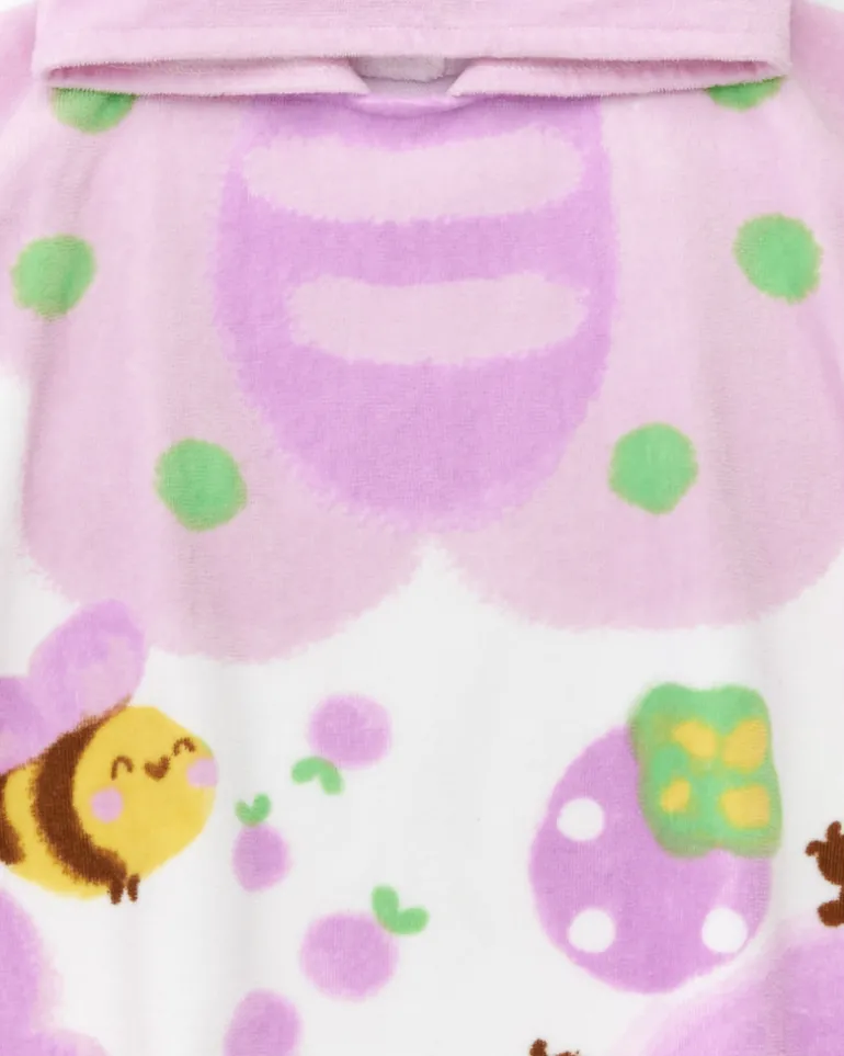 Serviette-poncho pour fille couleur lilas avec imprimé