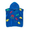 Serviette-poncho pour garçon couleur bleue avec imprimé et capuche