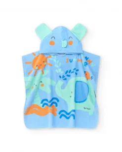 Serviette-poncho pour garçon avec imprimé d'éléphants et capuche avec oreilles