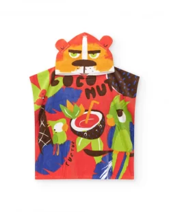Serviette-poncho pour garçon avec capuche d'animal