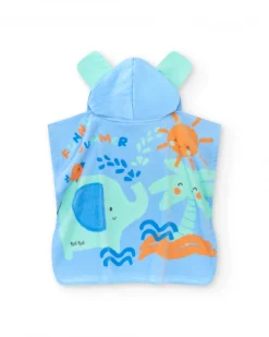 Serviette-poncho pour garçon avec imprimé d'éléphants et capuche avec oreilles