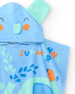 Serviette-poncho pour garçon avec imprimé d'éléphants et capuche avec oreilles