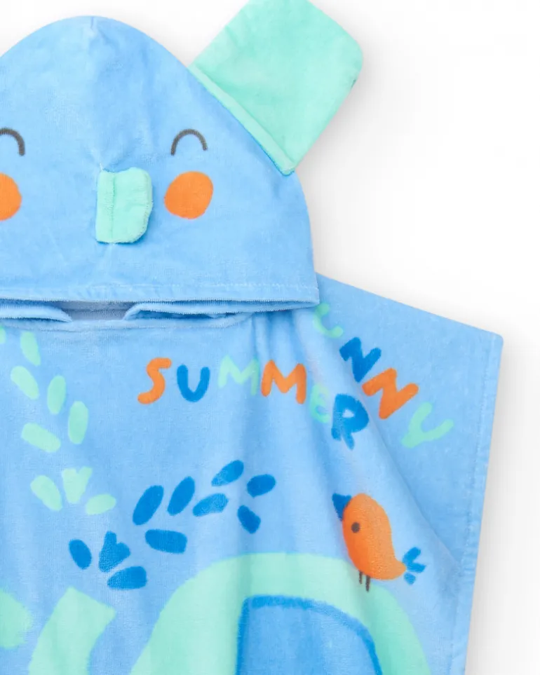 Serviette-poncho pour garçon avec imprimé d'éléphants et capuche avec oreilles