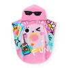 Serviette-poncho rose pour fille avec donut et lunettes