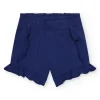 Short bleu pour fille avec volants et taille élastique