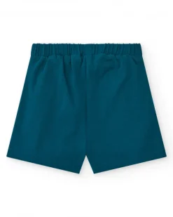 Short bleu pour fille avec étoiles et taille élastique