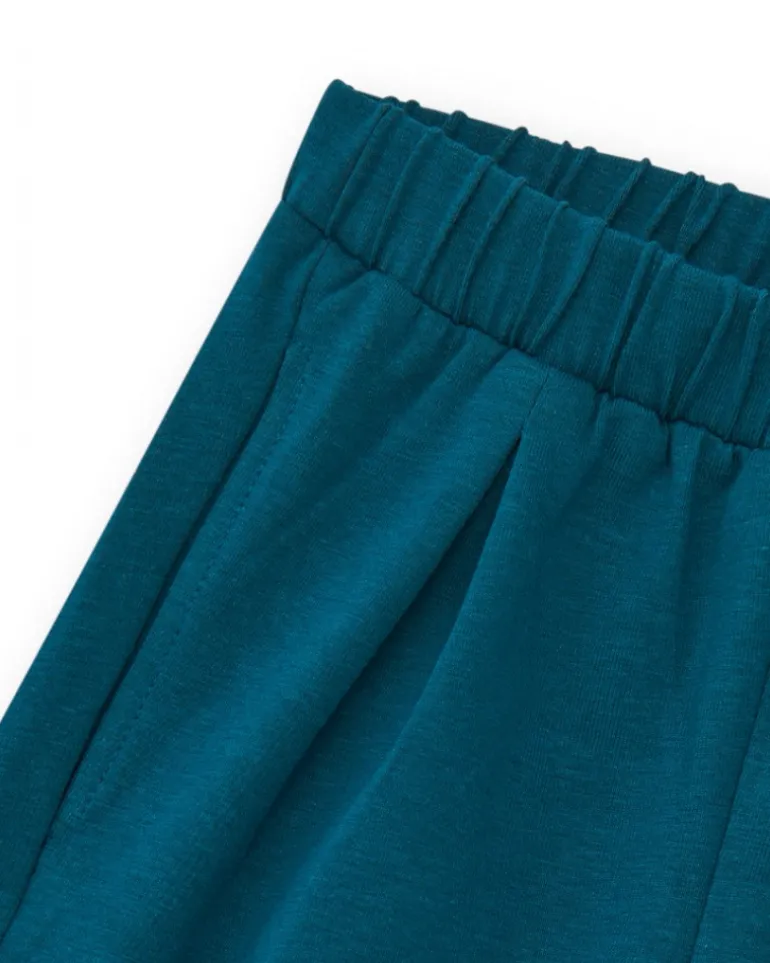 Short bleu pour fille avec étoiles et taille élastique