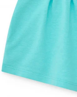 Short bleu pour fille avec taille élastique et nœud