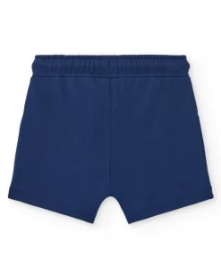 Short bleu pour garçon avec phrase "HEY GREAT"