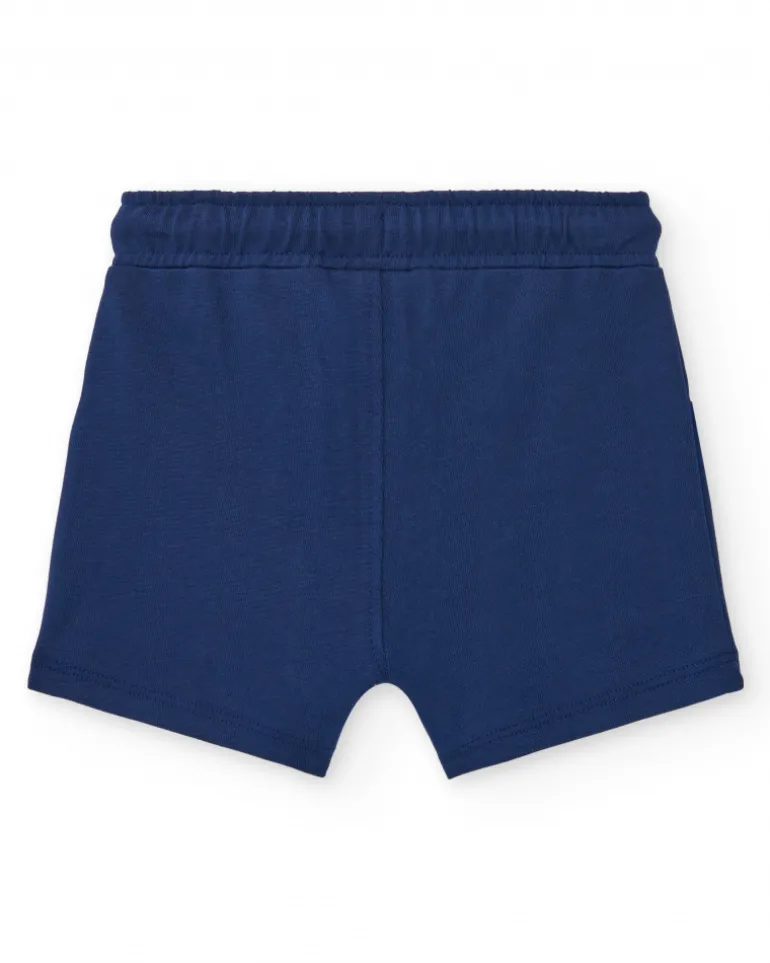 Short bleu pour garçon avec phrase "HEY GREAT"