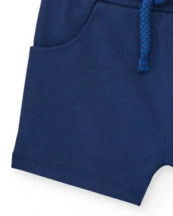 Short bleu pour garçon avec phrase "HEY GREAT"