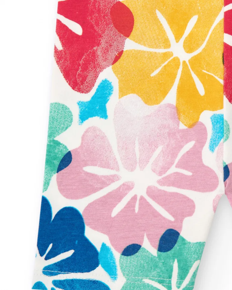 Short cycliste rouge pour fille avec imprimé floral