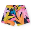 Short imprimé pour fille avec taille élastique et cordon de serrage.