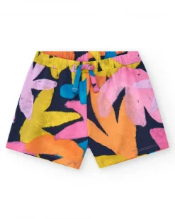 Short imprimé pour fille avec taille élastique et cordon de serrage.
