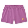 Short lilas pour fille avec taille élastique et broderie florale