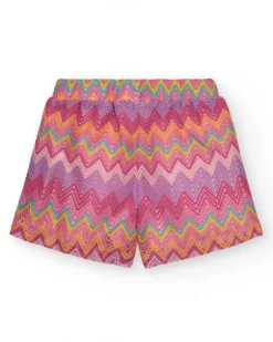 Short multicolore pour fille avec imprimé et taille élastique.