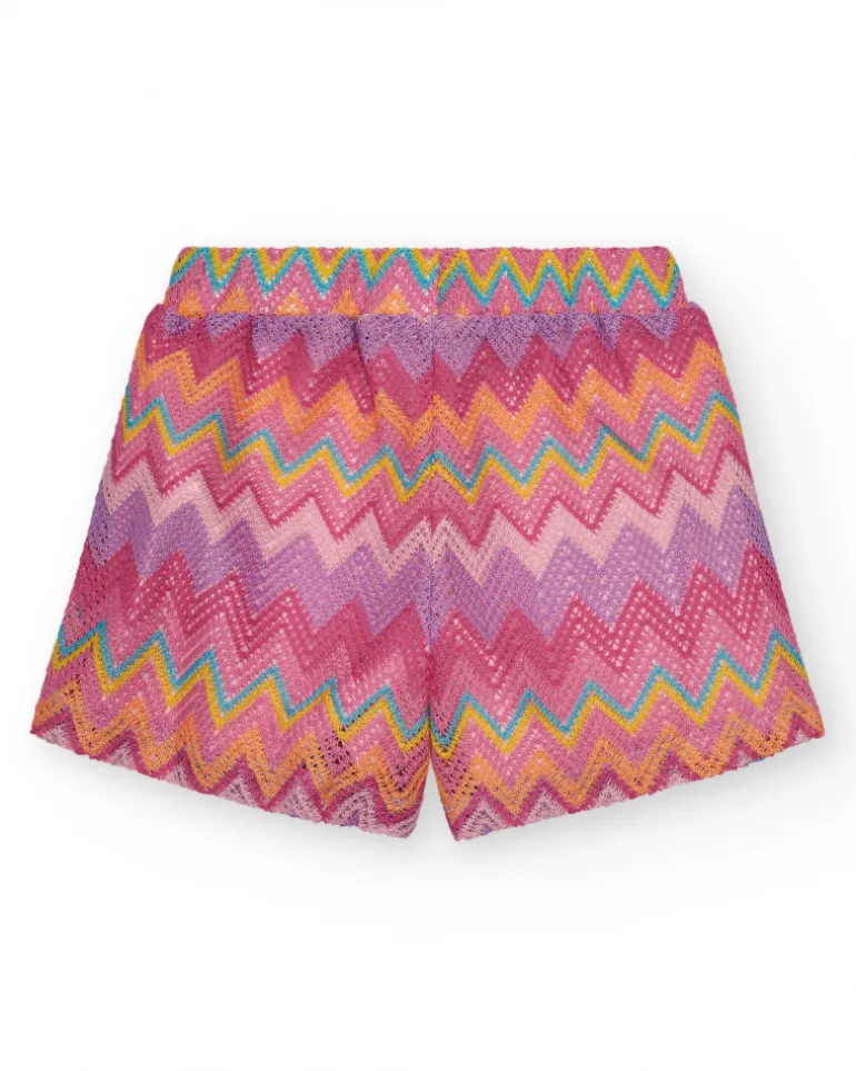 Short multicolore pour fille avec imprimé et taille élastique.