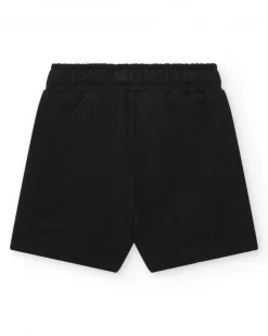 Short noir en polaire pour garçon avec taille ajustable