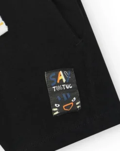 Short noir en polaire pour garçon avec taille ajustable