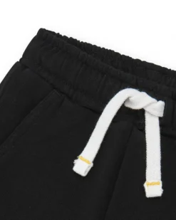 Short noir en polaire pour garçon avec taille ajustable