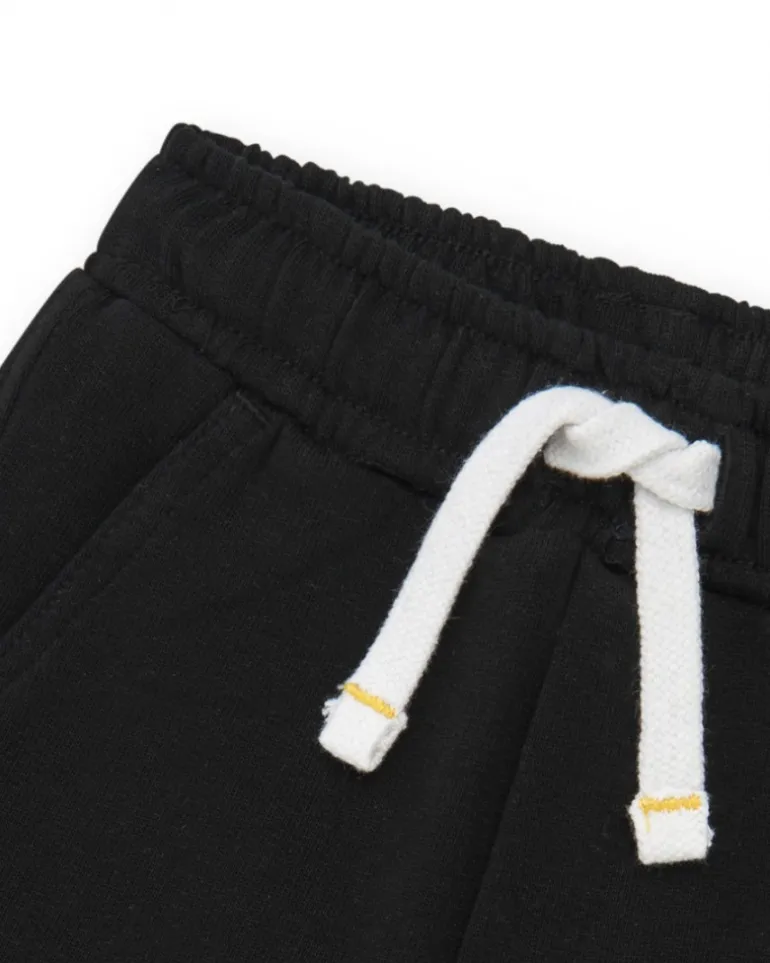 Short noir en polaire pour garçon avec taille ajustable