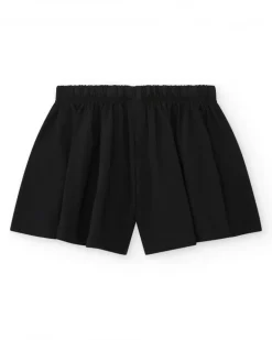 Short noir pour fille avec nœud rose et broderie arc-en-ciel