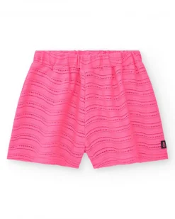 Short para niña multicolor con estampado tropical y cintura elástica