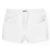 Short pour fille en blanc avec taille élastique et poches