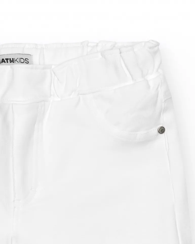 Short pour fille en blanc avec taille élastique et poches