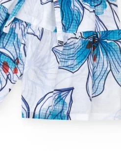 Short pour fille en blanc avec taille élastique et nœud décoratif.
