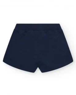 Short pour fille en bleu avec taille élastique et poches.
