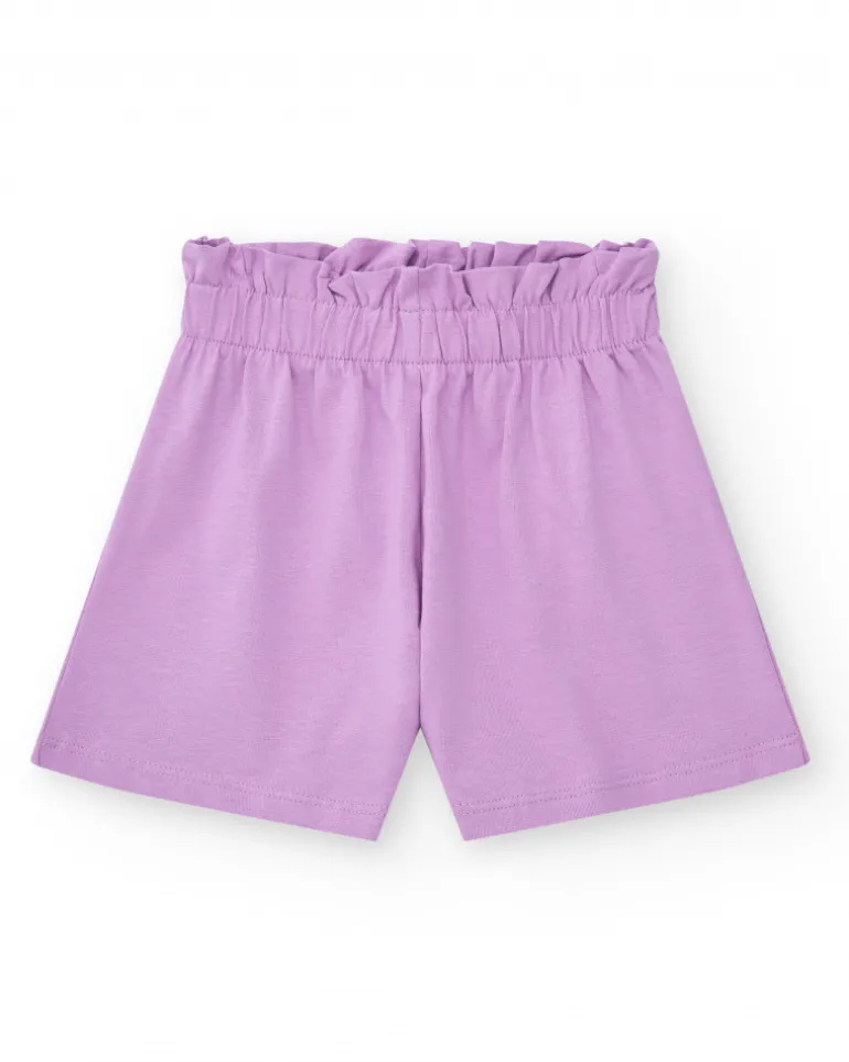 Short pour fille en lilas avec taille élastique.