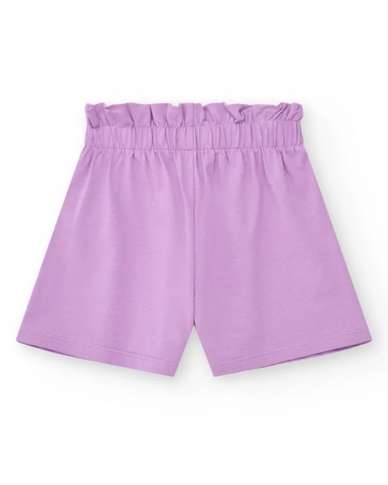 Short pour fille en lilas avec taille élastique.