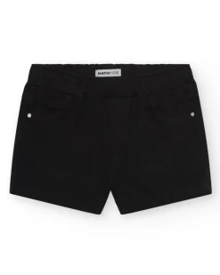 Short pour fille en noir avec taille élastique et poches.