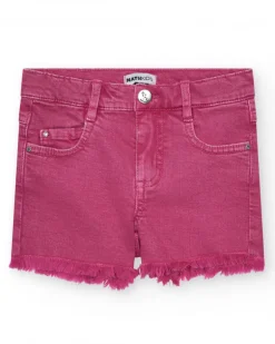 Short pour fille en rose avec poches et fermeture à bouton.