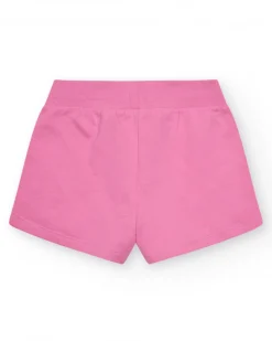 Short pour fille en rose fuchsia avec taille élastique et poches.