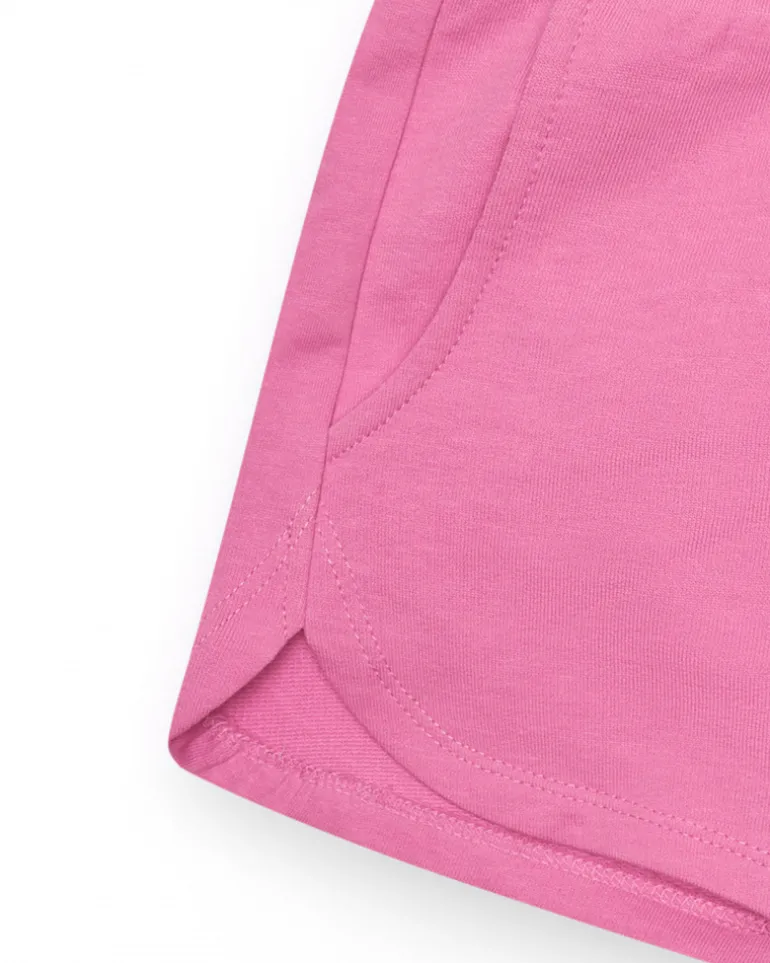 Short pour fille en rose fuchsia avec taille élastique et poches.