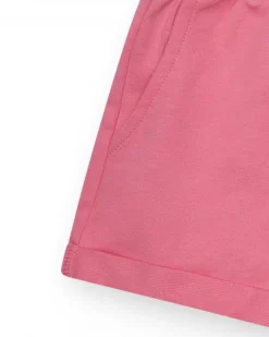 Short pour fille en rose avec taille élastique et poches.