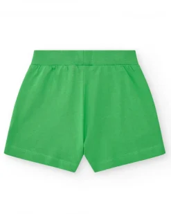 Short pour fille en vert avec taille élastique et poches.