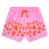 Short rose pour fille avec imprimé tacheté orange et taille ajustable