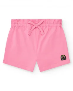 Short rose pour fille avec taille élastique