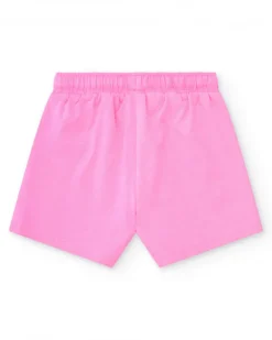 Short rose pour fille avec imprimé tacheté orange et taille ajustable