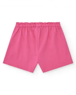 Short rose pour fille avec cordon jaune et écusson