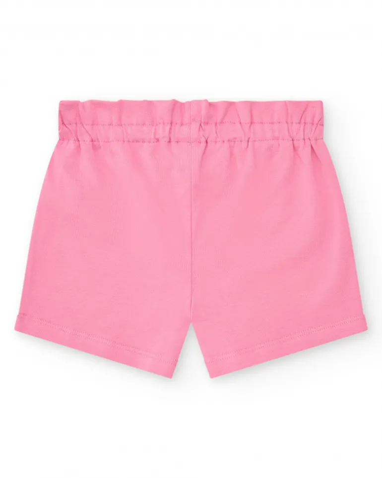 Short rose pour fille avec taille élastique