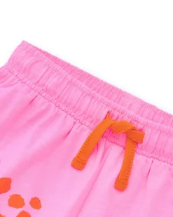 Short rose pour fille avec imprimé tacheté orange et taille ajustable