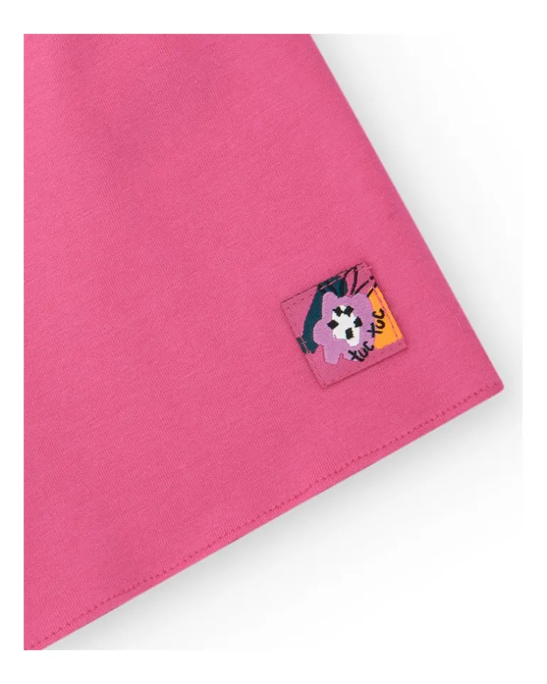 Short rose pour fille avec cordon jaune et écusson