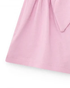Short rose pour fille avec nœud et taille élastique