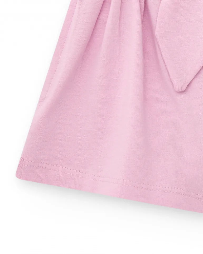 Short rose pour fille avec nœud et taille élastique